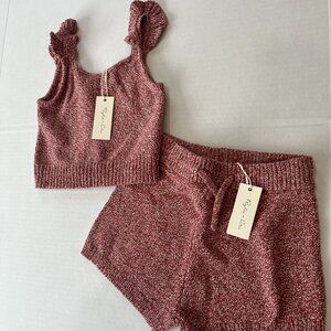 Girl - 2-3Y - NWT Rylee + Cru Heathered Strawberry Knit Tank & Short Set